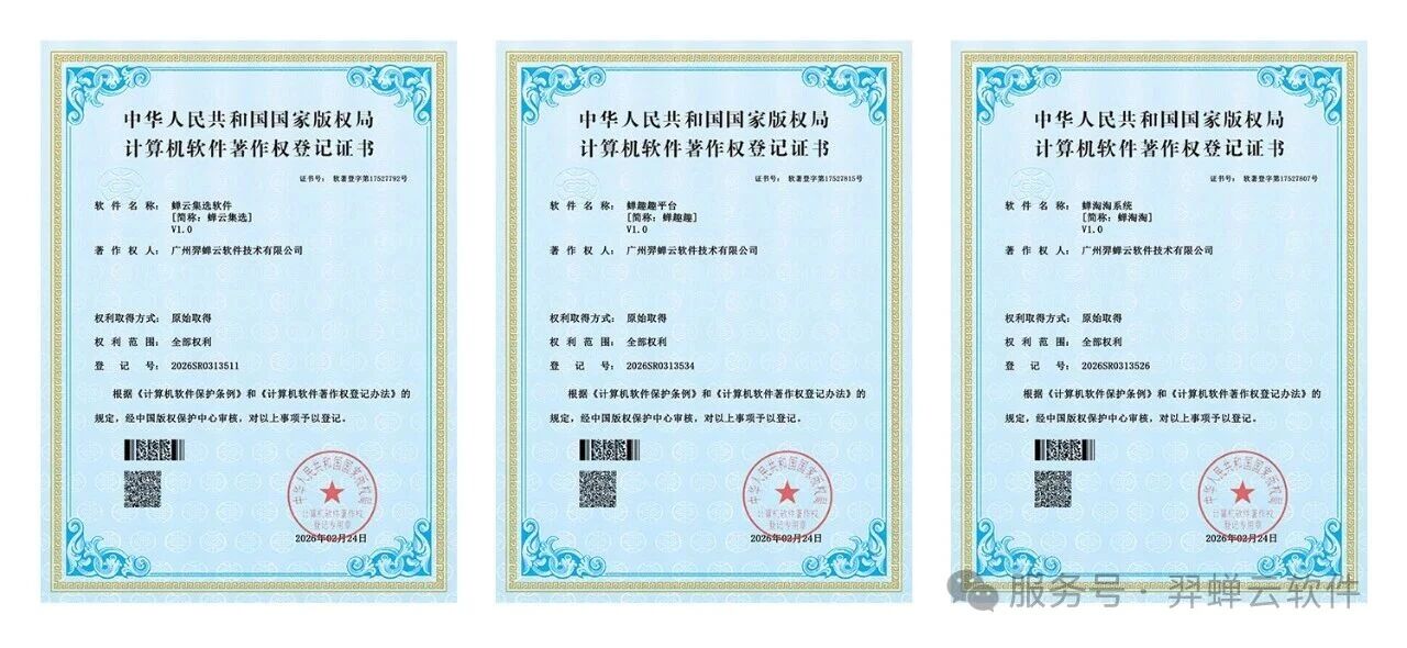 喜报｜羿蝉云再添三项《计算机软件著作权登记证书》，创新实力持续升级！